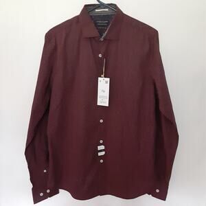 NWT Denim & Flower RS Sz M Printed Poplin Lightweight Printed Edition Maroon